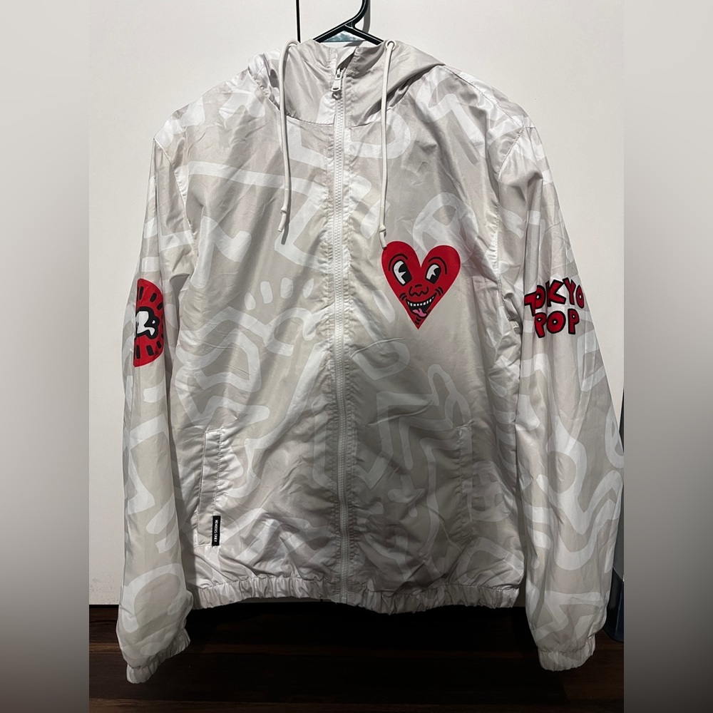Members Only Keith Haring Red and White Windbreaker Jacket
